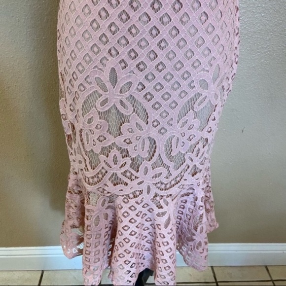 NWOT Lulus Unlimited Love Dusty Pink Lace Trumpet Midi Dress - Picture 7 of 14